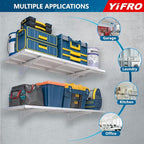 4-Pack 1.5x4ft Heavy Duty Garage Wall Shelving, 1000 lbs Load Capacity, Garage Shelving Wall Mounted, Storage Rack with Hooks, White