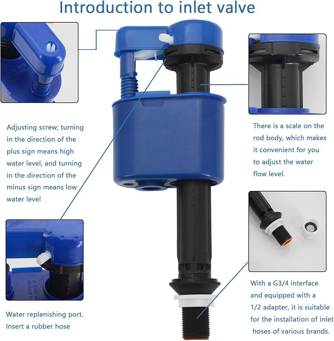 Replacement Fill Valve Assembly for Toilet Tanks - Flushing Valve Part for Toilet Tanks Repair Parts, with Quick Install Connector and Refill Pipe, Compatible with TOTO.