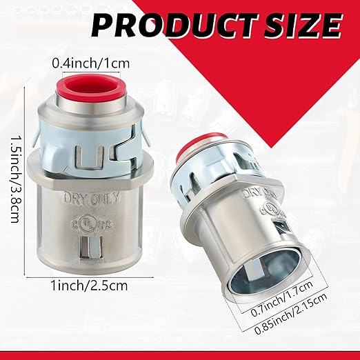 Metal-Clad Cable Connectors Zinc Electrical Conduit Connector 3/8" Snap in Connectors for Steel and Aluminum Cable (35 Pack)