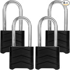 SEPOX 4PCS Large Combination Padlock, Long Shackle Outdoor Combo Lock 2.2" 55mm Heavy Duty Weatherproof, Ressetable 4Digital, Security Aluminum Body,Uncuttable Shackle, for Home, School, Gate, Garden