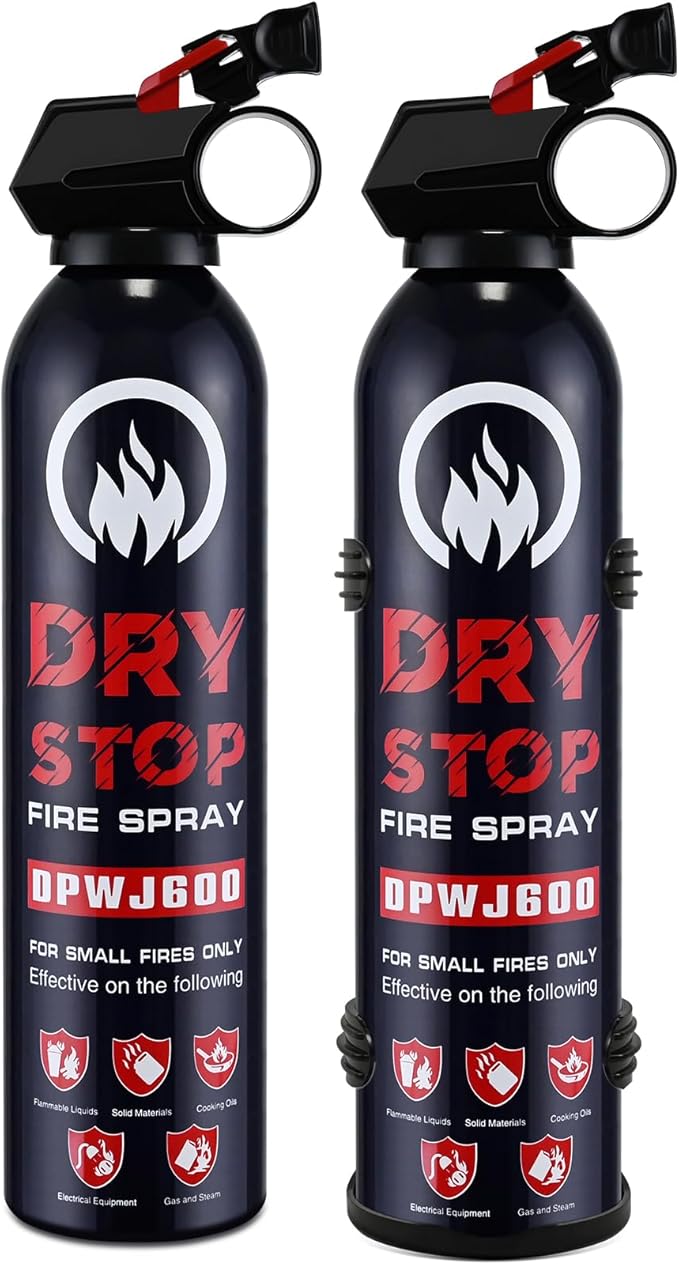 2PCS Fire Extinguisher for Home - Dry Stop Fire Extinguisher Spray, 600g Dry Chemical Fire Extinguisher for Kitchen, Car & Home | Portable, Fights Grease, Electrical & Vehicle Fires