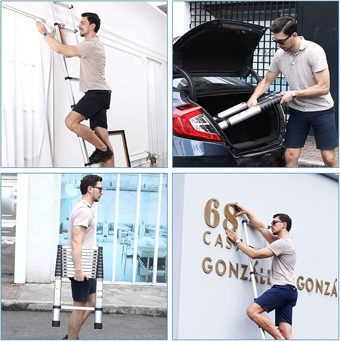 Extension Ladder, 20.3FT RIKADE Aluminum Telescoping Ladder with Non-Slip Feet, Portable Telescopic Ladder for Household and Outdoor 330lb Capacity