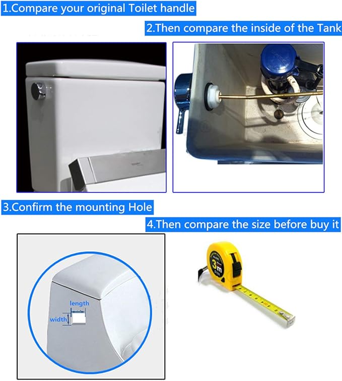 Universal Side Mount Toilet Flush Lever Replacement - Chrome Finish - Compatible with Duravit 0074831000;Caro,Happy D