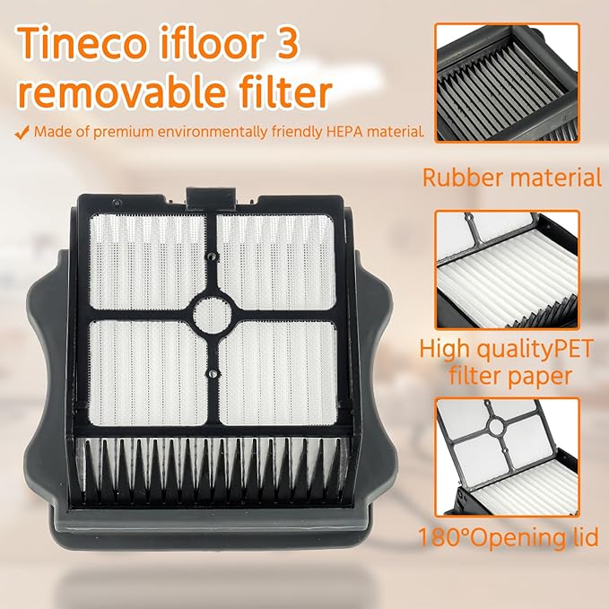 HEPA Filter and Roller Brush Replacement for Tineco iFloor 3 and Floor One S3 Cordless Wet Dry Vacuum Cleaner, 3 Brush Rollers and 3 HEPA Filters