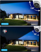 (4K HD & 130° Ultra Wide-Angle) 2-Way Audio 8MP Wired Dome PoE IP Cameras for Home Security Outdoor Camera System, 2Pcs Dome Cameras/2Pcs Bullet Camera, PIR Detection