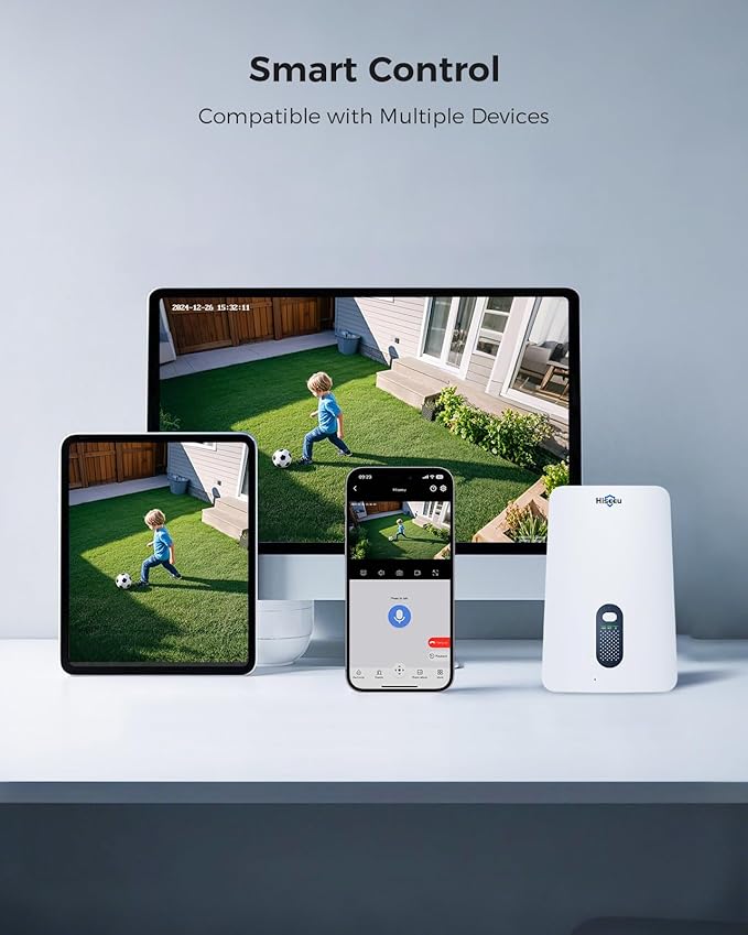 Hiseeu Solar Security Cameras Wireless Outdoor System, 8 Cam-Kit, Expandable to 10CH, No Monthly Fee, Solar-Powered, Home Security Cameras System with 2K Color Night Vision, 2.4G & 5G WiFi, 1TB HDD