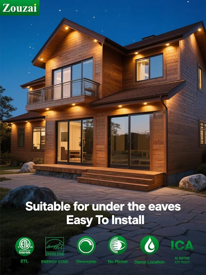 zouzai 4 inch 5CCT Gimbal Led Recessed Lights, 360°+90° Adjustable Directional Recessed Lighting, 2700K/3000K/3500K/4000K/5000K Dimmable Retrofit Eyeball Can Lights with Jbox, ETL(White, 6 Pack)