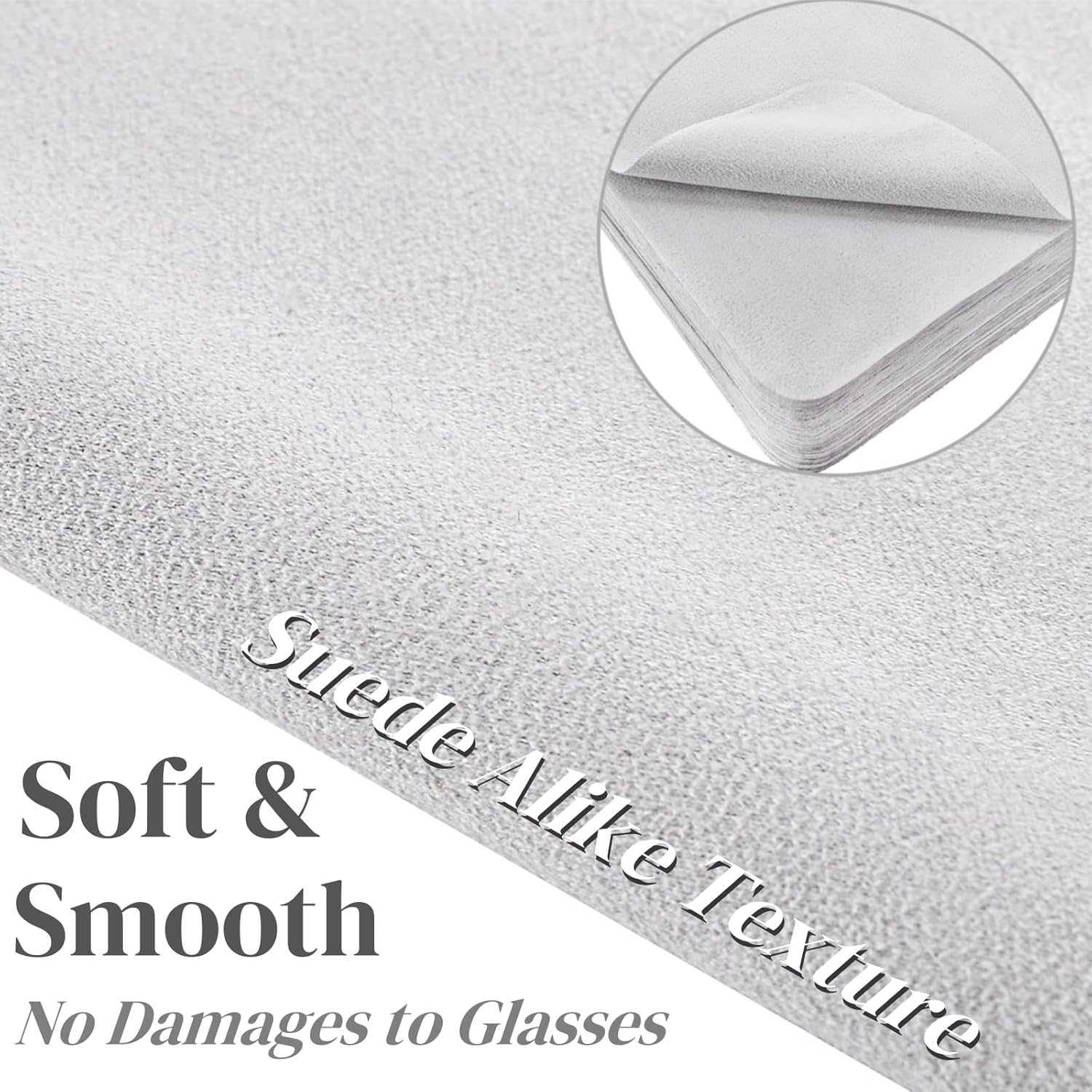 100 Pack Microfiber Glasses Cleaning Cloth, Ultra Soft Eyeglasses Wipe Suede, Washable Cleaner for Lens, Screens, Cameras, Phones, Electronics (7×6 Inch, Gray)