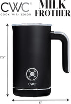 COOK WITH COLOR 4-in-1 Electric Milk Steamer and Frother - 2-Minute Heating and Frothing, Hot and Cold Foam Maker for Coffee, Latte, Cappuccino, Macchiato, Milk Warmer, Auto Shut Off, Black