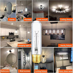 40 Watt T10 Clear Tubular Incandescent Light Bulb, Vintage Style Showcase Bulb,Showcase lamp, 2700K Soft White, E26 Medium Base, 280 Lumens (T-T10-25)
