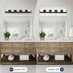 SineRise LED Modern Bathroom Vanity Light Fixtures (5-Light, 40-Inch,6000K), Matte Black Modern Acrylic Bathroom Wall Lighting Fixtures Over Mirror