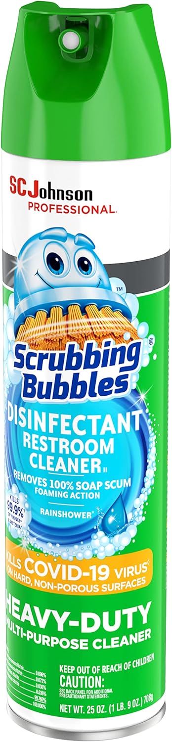 SC Johnson Professional, Scrubbing Bubbles Multipurpose Bathroom Cleaner & Disinfectant Aerosol, 25 Oz (Pack of 12)