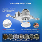 LVWIT LED Recessed Light 4Inch, 5CCT Can Lighting with White Cover, Color Selectable Dimmable Downlight with E26 Conversion Kit, 2 Pack