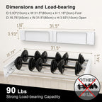 Wall Mounted Drying Rack, Foldable Laundry Rack, Collapsible Drying Rack, 5 Stainless Rods, Wall Mounted Clothing Rod with 2 Towel Bar, 90 lb Capacity, 31.5" White