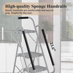 KINGRACK 5 Step Ladder with Tool Platform, 900 lbs Sturdy Step Stool with Handrail, Folding Steel Ladder with Wide Pedal, Safety Ladder for Adults Home Outdoor Painting Garage Office