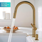 KRAUS Oletto Single Handle Pull Down Kitchen Faucet in Spot-Free Brushed Brass, KPF-2820BB