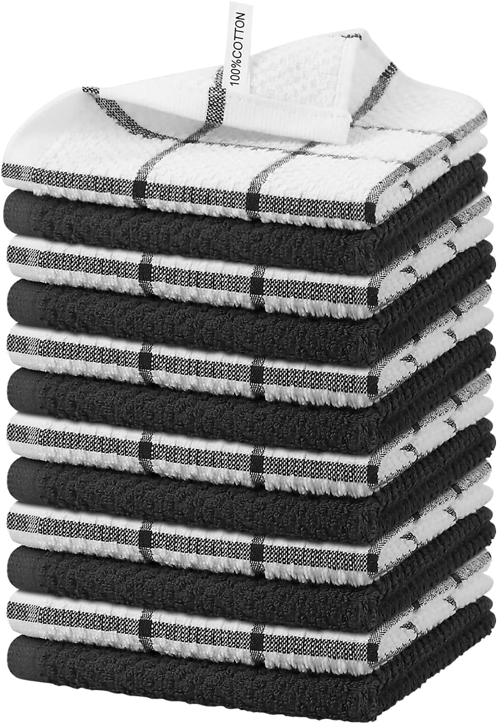 Nialnant 100% Cotton Terry Kitchen Cleaning Rags,Soft Absorbent Dish Cloths for Washing Dishes,Quick Drying Dish Towels-12x12 in,12 Pack