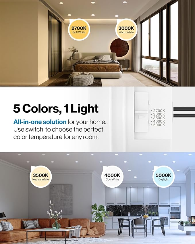 Sunco 24 Pack 4 Inch LED Recessed Lights, Retrofit Can Lighting, 660 LM, 11W (40W Equivalent), Selectable CCT 2700K/3000K/3500K/4000K/5000K, Dimmable, Baffle Trim, Replacement Conversion Kit UL.