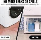 Washer and Dryer Pedestals - 24" W, 16" H, Black Steel Universal Fit with Major Brands, Leak-Proof Laundry Pedestal with Drain Pan & Hose, Washer and Dryer Stand for Back Pain Relief, 800 lbs Capacity