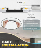 NUWATT 12 Pack 6 Inch Square Ultra-Thin LED Recessed Lighting, Selectable 2700K/3000K/3500K/4000K/5000K, High Brightness 1050 Lumens, Dimmable Black Slim Wafer Light, IC Rated, Metal Junction Box