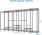VIPEK V70 Extra Large Clothes Rack Heavy Duty Garment Rack, Freestanding Wardrobe Metal Closet for Hanging Clothes, Bedroom Organizer and Storage, Max Load 1670lbs, Black