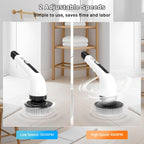 Electric Spin Scrubber, Cordless Cleaning Brush, Shower Scrubber with 7 Replaceable Brush, 2 Speeds and Adjustable Extension Handle for Bathroom Shower Bathtub Glass Car(White)