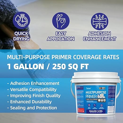 1 Gallon Liquid Rubber Multi-Purpose Primer, EPDM & TPO Primer with Gloves, Water-Based Elastomeric Roof Coating for Outdoor, High-Adhesion Bonding RV Roof Coating for Concrete, Deck, Wood, Metal