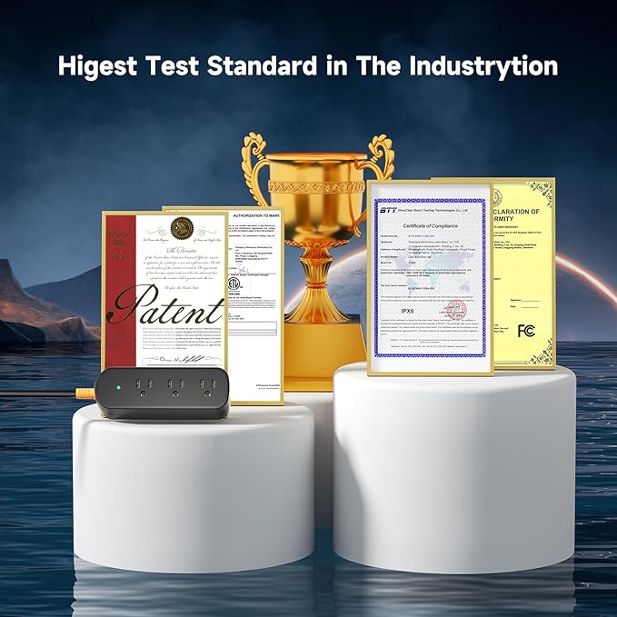 6ft Extension Cord, 3 Outlets Small Power Strip, Mountable Power Strip Weatherproof for Home, Outdoor, Travel.