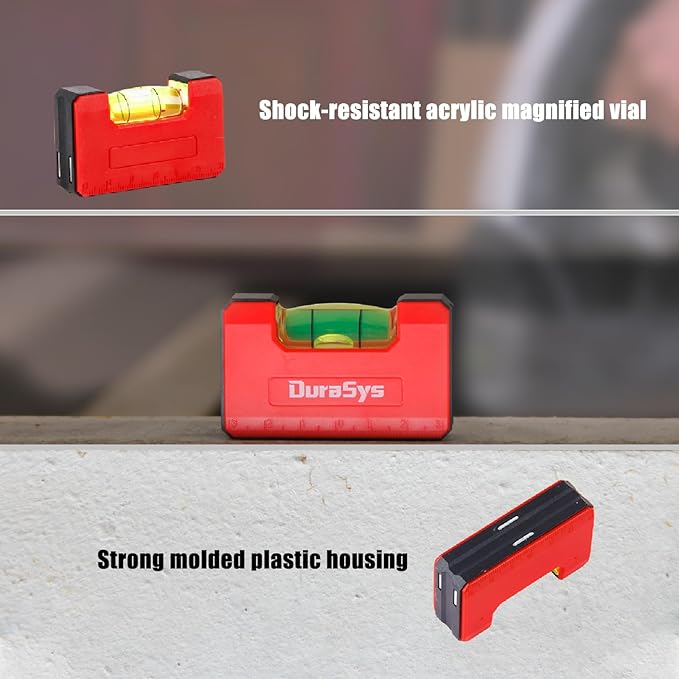 Mini Magnetic Portable Level, 1 Vial Compact Horizontal Vertical Level Tool, 2.5" Smart Pocket-Sized Shock-resistant Ruler