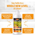 Fireplace Cleaning Set Fireplace Soot Remover with Scrub Brush for Brick, Stone, Rock, Tile, and Marble – Nonabrasive Brick Cleaner, Gentle Formula for Bricks & Glass Indoor and Outdoor -16.91 oz