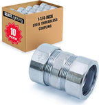 SELECT 10 Pack Lighting Threadless Coupling, 1-1/4 Inch Zinc Plated Steel Coupling, Electrical Conduit Fittings for Indoor and Outdoor Use