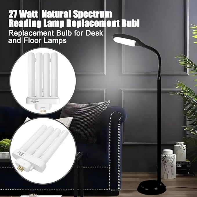 CFML27VLX Replacement Bulb for Verilux CFML27VLX 27 Watt Fluorescent Bulb, Natural Daylight,4-Pin GX10Q-4 Base, 6500K Daylight, 3 Pack