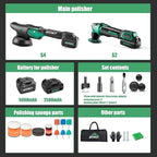 BATOCA S4 Cordless Polisher 3"/1" DA/RO Polisher- Brushless Motor & S2 Cordless Car Buffer - LED Display, 5Ah+2.5Ah Interchangeable 2 Batteries for Car Detailing, Headlight Restoration, PRO Combo Kit