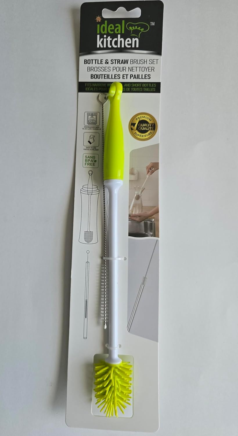 Bottle Brush Set 2-Pack – Cup & Flexible Straw Cleaning Brushes for Water Bottles, Tumblers, Reusable Straws, Baby Bottles & Narrow Glasses