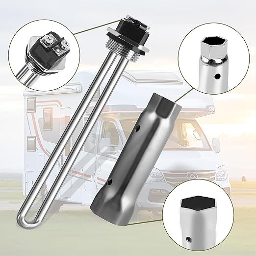 520900 RV Water Heater Element for Suburban RV SW Series Electric Water Heater, Replacement of 232794 520789 SU520789 Heating Element, Screw-in Gasket 1440W 120V with Wrench Socket