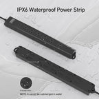 Outdoor Power Strip Weatherproof, KPQ IPX6 Waterproof Surge Protector with 6 Outlets with 2 USB A and 1 USB C, 6FT Extension Cord, Wall Mountable for Home, Office, Dorm, Patio, FCC UL Listed