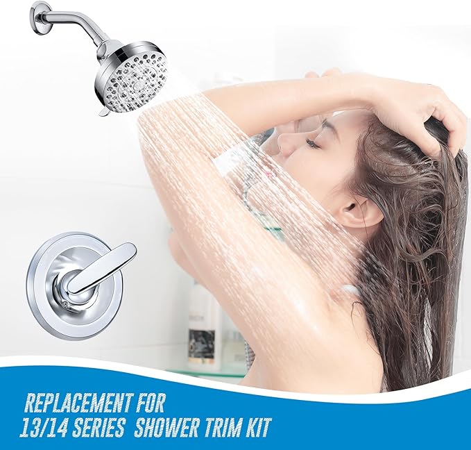 Replacement for Delta Classic 13 Series Single-Function Trim Kit, T13010 Shower Handle, Fit Delta Shower Valve R10000 Series, Chrome (Cartridge Included)