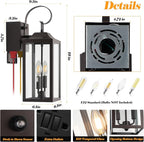 Porch Lights with GFCI Outlet, 19" Brown Dusk to Dawn Outdoor Wall Lantern 2-Light, Exterior Lighting Fixtures with GFCI Outlet Built-in, Waterproof Bronze Outdoor Wall Sconce for House, 1 Pack