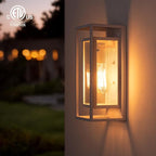 mirrea 14" Classic Outdoor Wall Sconce 1 Light in Rectangular Metal Frame and Clear Glass Shade Waterproof Porch Light Patio Light Pack of 2 (Matte White)