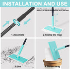 KeFanta Sweeper Mops for Floor Cleaning, 2-in-1 Mops Kit Compatible with Swiffer Pads, Disposable Dust Mop with 20 Dry Cloths, 1 Washable Microfiber Cloth for Hardwood Kitchen Bathroom Pet Hair