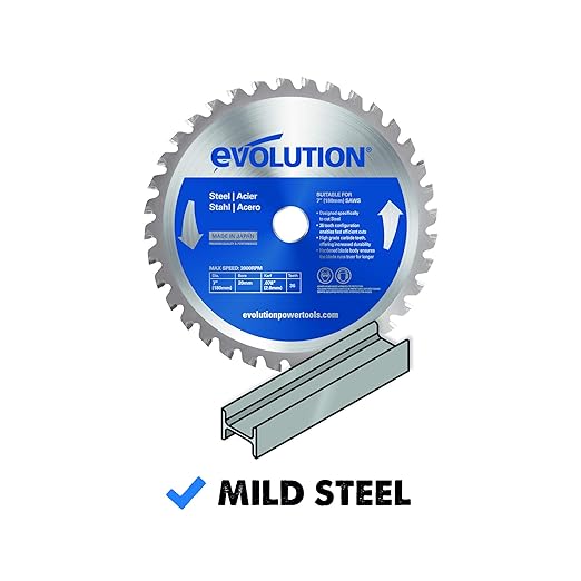 Evolution Power Tools 180BLADEST Steel Cutting Saw Blade, 7-Inch x 36-Tooth, Silver