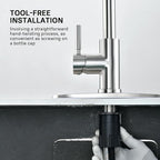 WEWE Kitchen Faucet with Pull Down Sprayer, Brushed Nickel Kitchen Sink Faucet Fits 1 or 3-Hole Kitchen Sinks, Single Handle Premium Stainless Steel, Suitable for RV, Farmhouse, Bar (Set of 2)