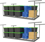 2-Pack 4 x 8 MonsterRax Overhead Garage Storage Rack, Ceiling Racks for Garage, Organization Shelving, Adjustable Hanging Shelf, Grey, 12"-21" Height Adjustment