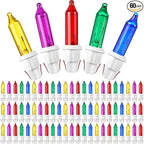 Mudder 60Count 2.5V Christmas 50/100/150/200 Count Mini Incandescent Wire Replacement Bulbs Indoor/Outdoor Christmas Lights Decor for Home Xmas Tree (White Base with Fresh Bulb)