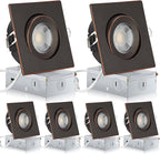 Oil Rubbed Bronze Recessed Lights Square 4 inch 6 Pack, Gimbal Gimbal Recessed Lights,dimmable, 5CCT Selectable,9W 750LM