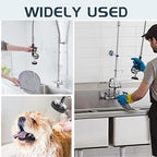 Spray Valve with 45” Commercial Sink Sprayer Hose and Pre Rinse Spring, Pre Rinse Sprayer with Flexible Stainless Steel Hose & Spring Assembly for Commercial Kitchen Faucets (Black)