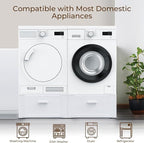 SKM 29" Washer & Dryer Pedestals with Drawer - 2 Pack Laundry Stand Raiser, 14.3" Height, Steel Construction, White