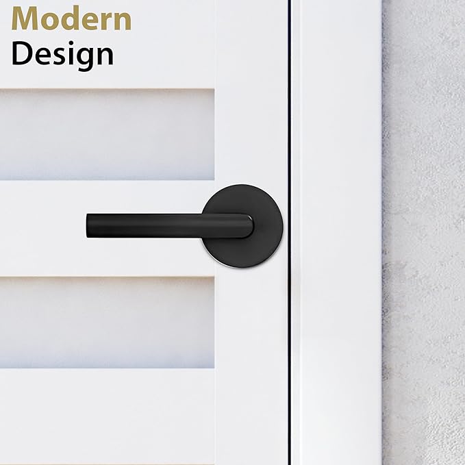 Mega Handles Ronn Passage Lever Door Handle Set for Hallway, Closet and Bathroom, Heavy Duty Door Levers, Fits All Standard Door Sizes, Screws Included - Onyx (1 Pack)