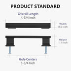10 Pack 4-3/4 Inch Length|3-3/4 Inch(96mm) Hole Center Matte Black Kitchen Cabinet Handles, Cabinet Pulls Kitchen Cabinet Hardware, Cupboard Pulls, Drawer Handles