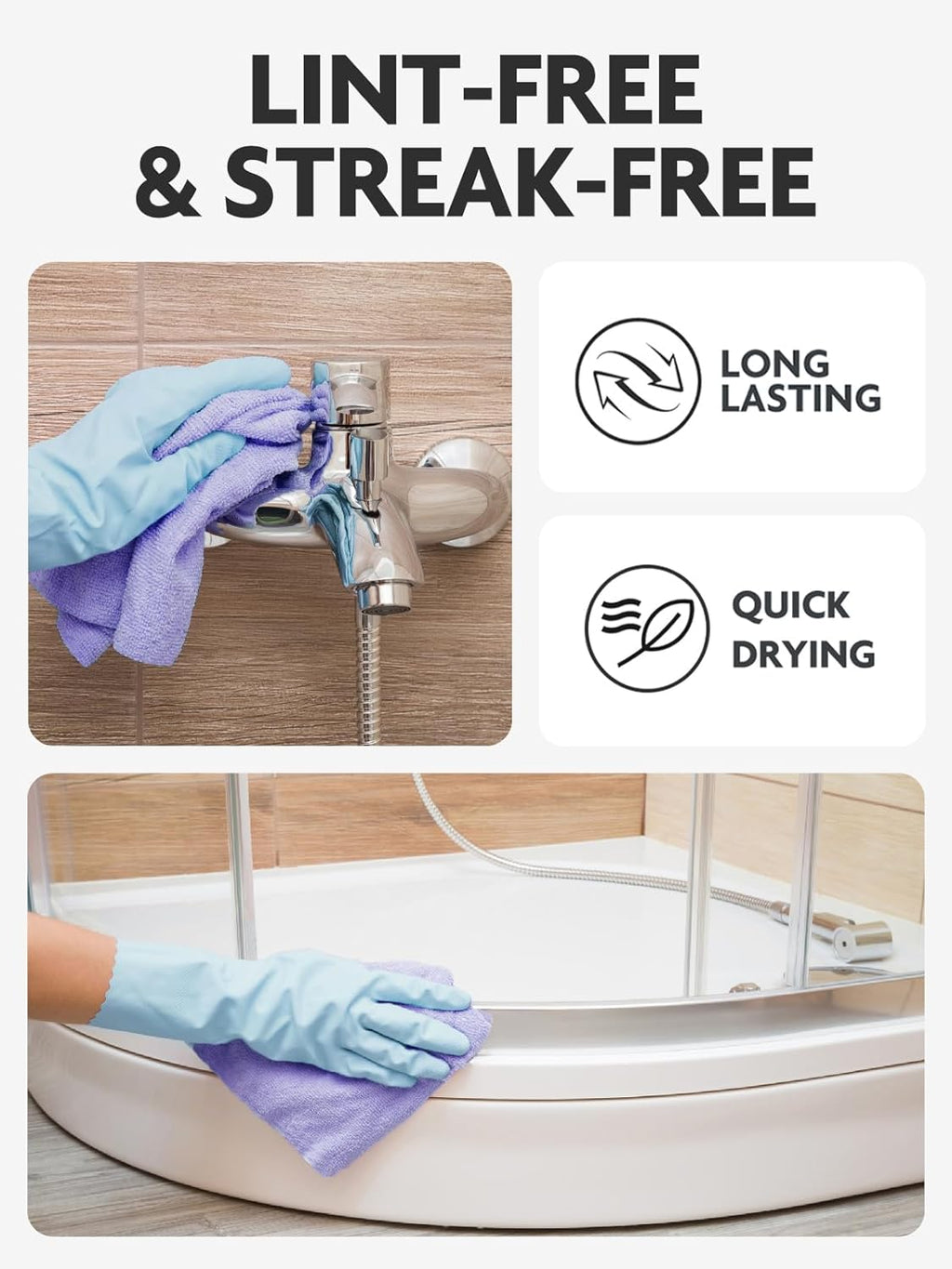 Fantasticlean Microfiber Cleaning Cloth Roll -40 Pack, Tear Away Microfiber Towels, 12" x 12", Reusable, Washable, Scratch Free, Ultra Absorbent for Car, Home Supplies, Pet, Kitchen (Lavender)